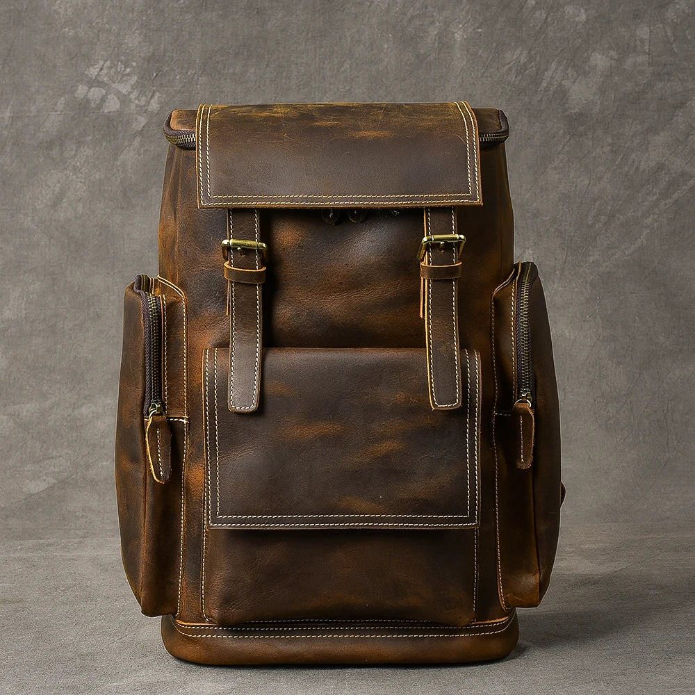 Bretelles réglables du sac à dos en cuir vintage