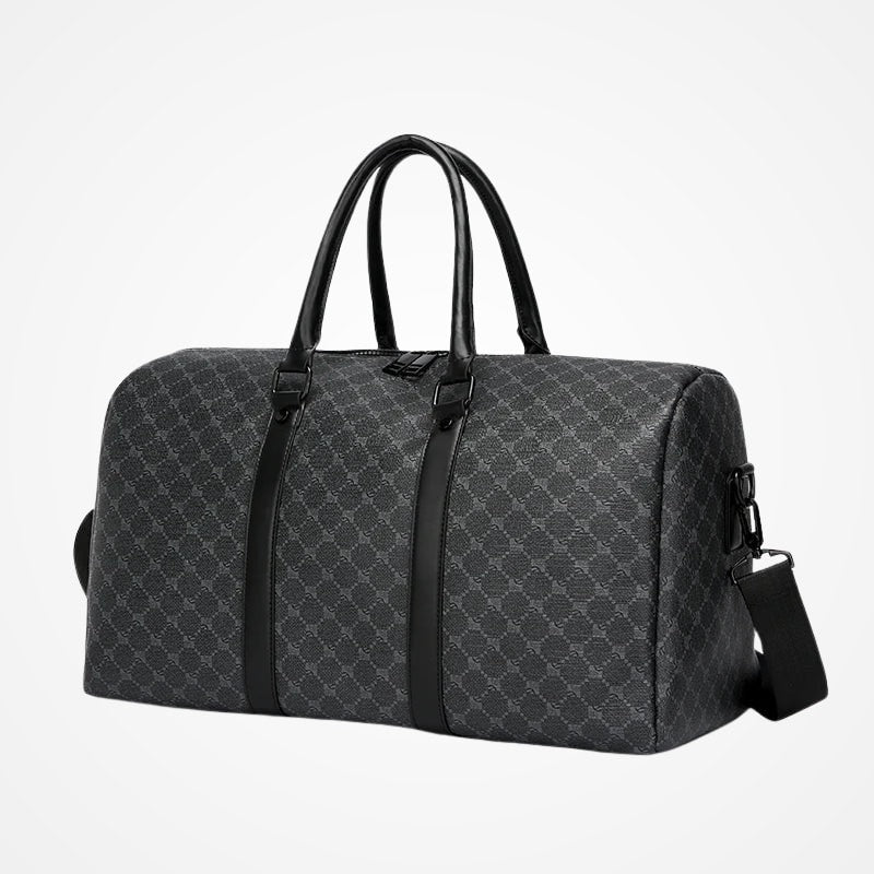 Sac de voyage week-end homme en cuir PU noir vue de face