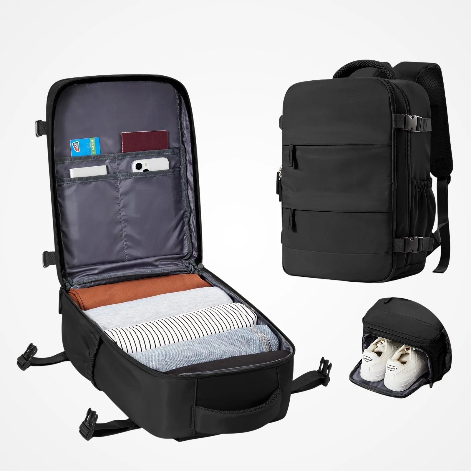 Compartiment principal ouvert du sac à dos cabine