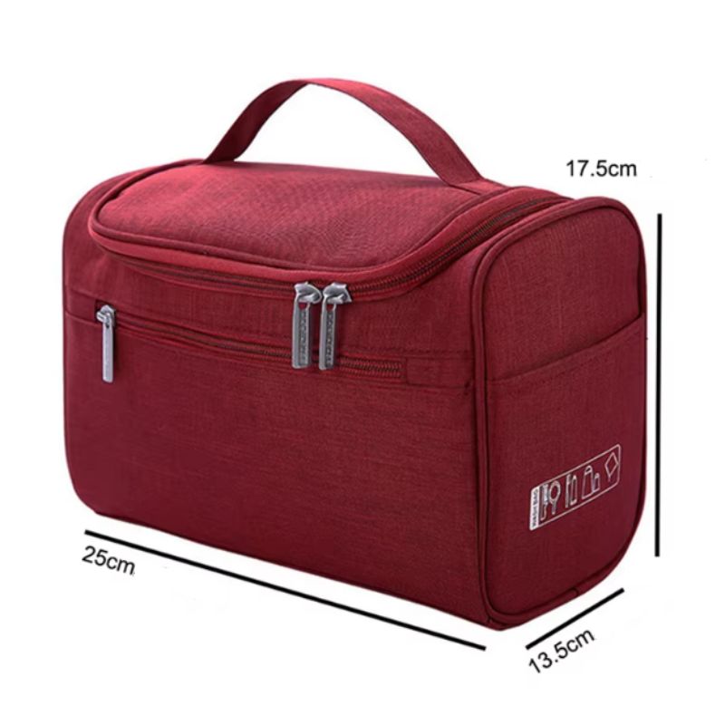 Trousse de toilette à suspendre avec produits rangés