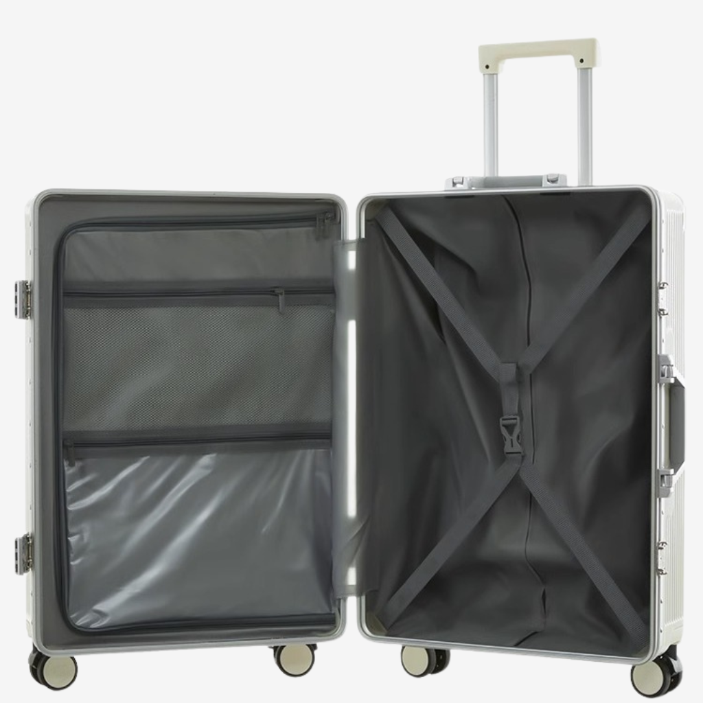 Valise cabine rigide vue de face en coloris foncé