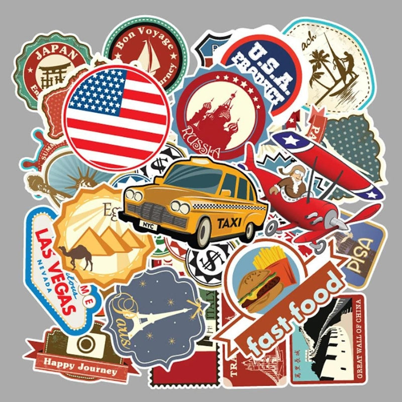 Autocollants appliqués sur une coque de valise
