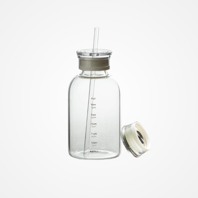 Gourde en verre avec paille intégrée