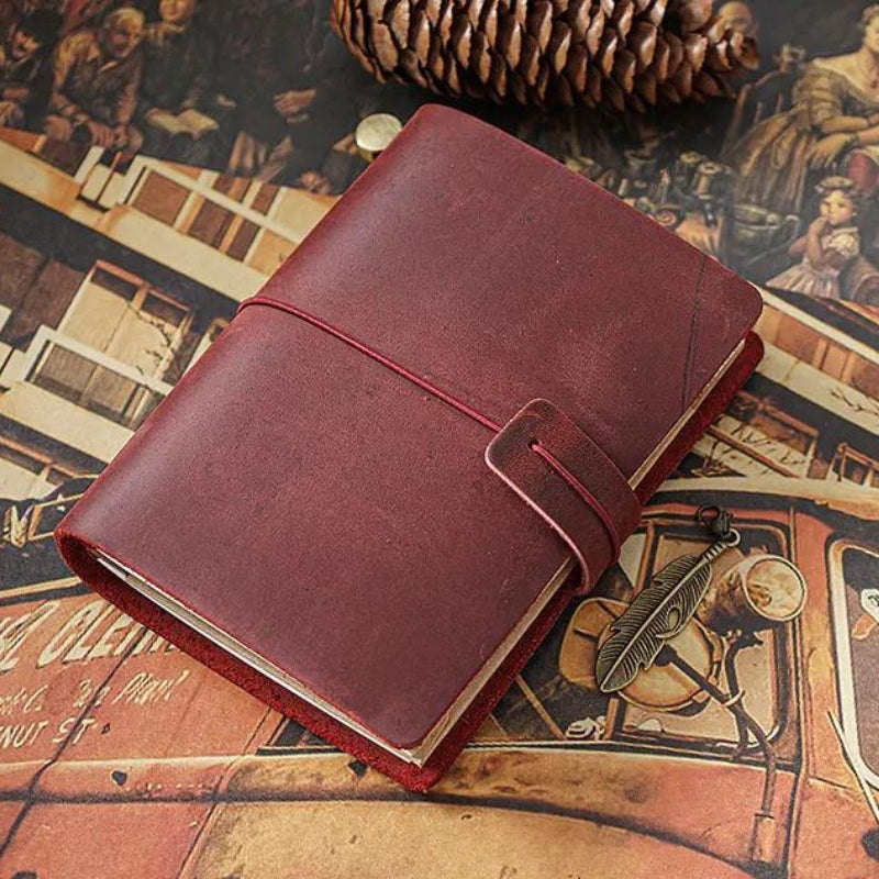 Détail de la couverture en cuir de vachette souple