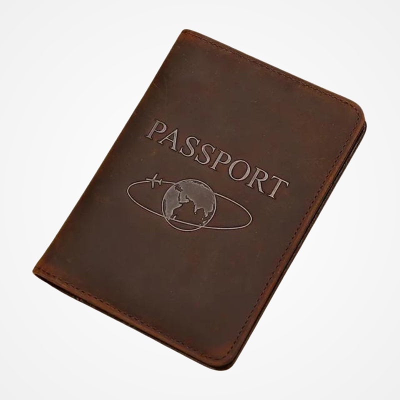 Étui passeport en cuir avec rangement cartes
