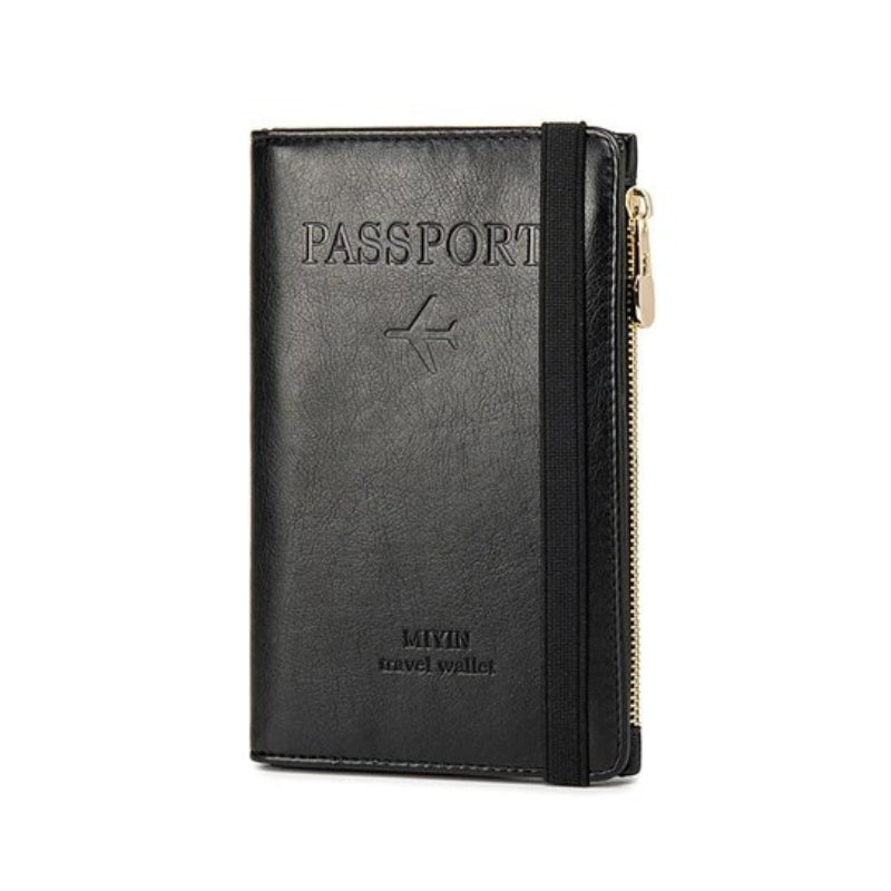 Étui passeport en simili cuir fermé