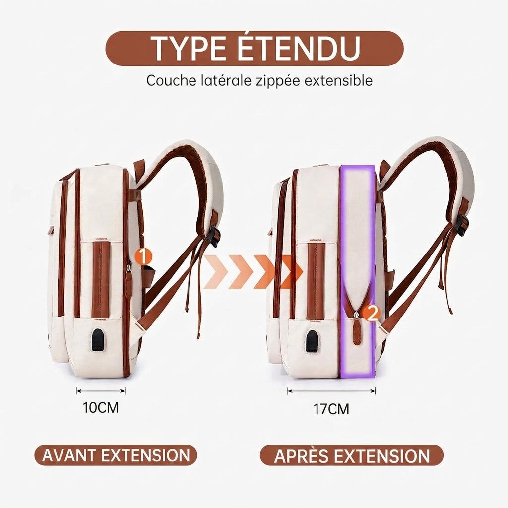 Compartiment principal ouvert du sac de voyage cabine