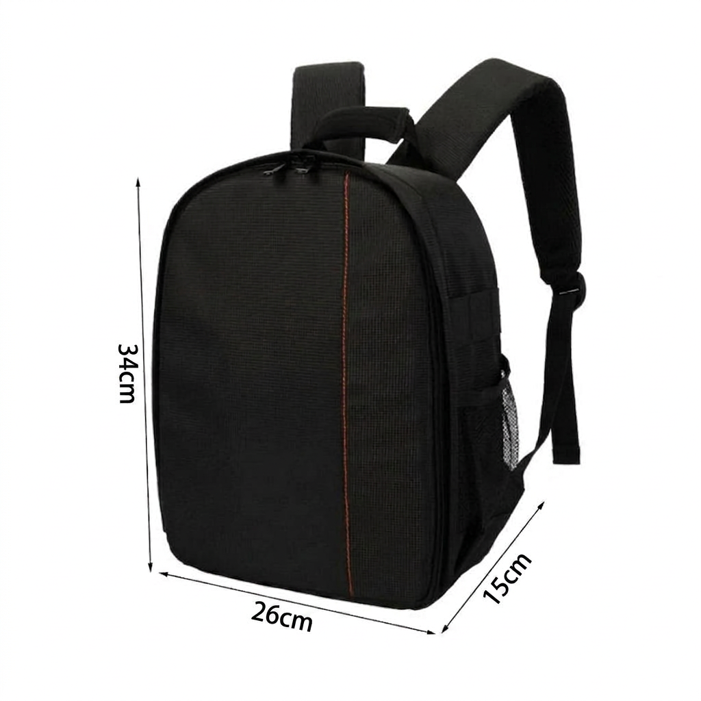 Détail des rangements du sac à dos pour appareil photo