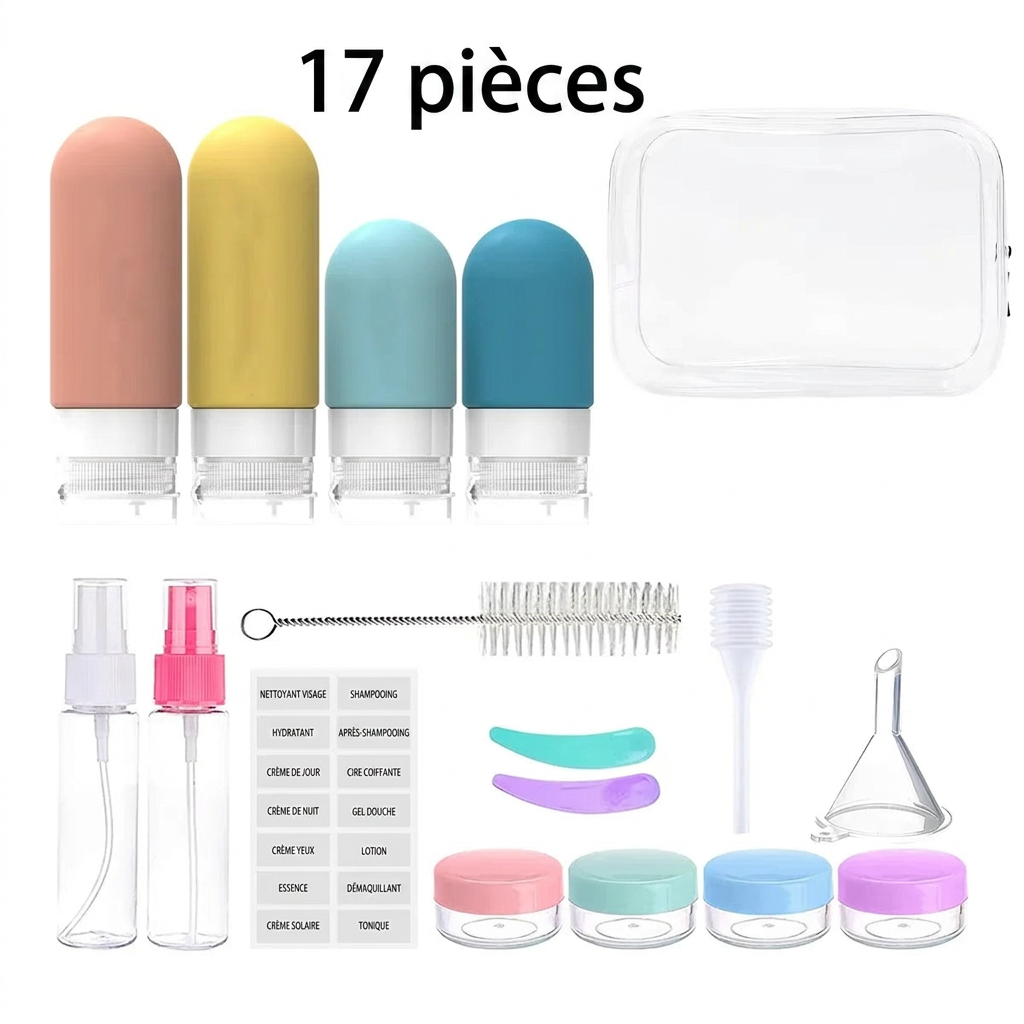 Remplissage d'un flacon de voyage en silicone