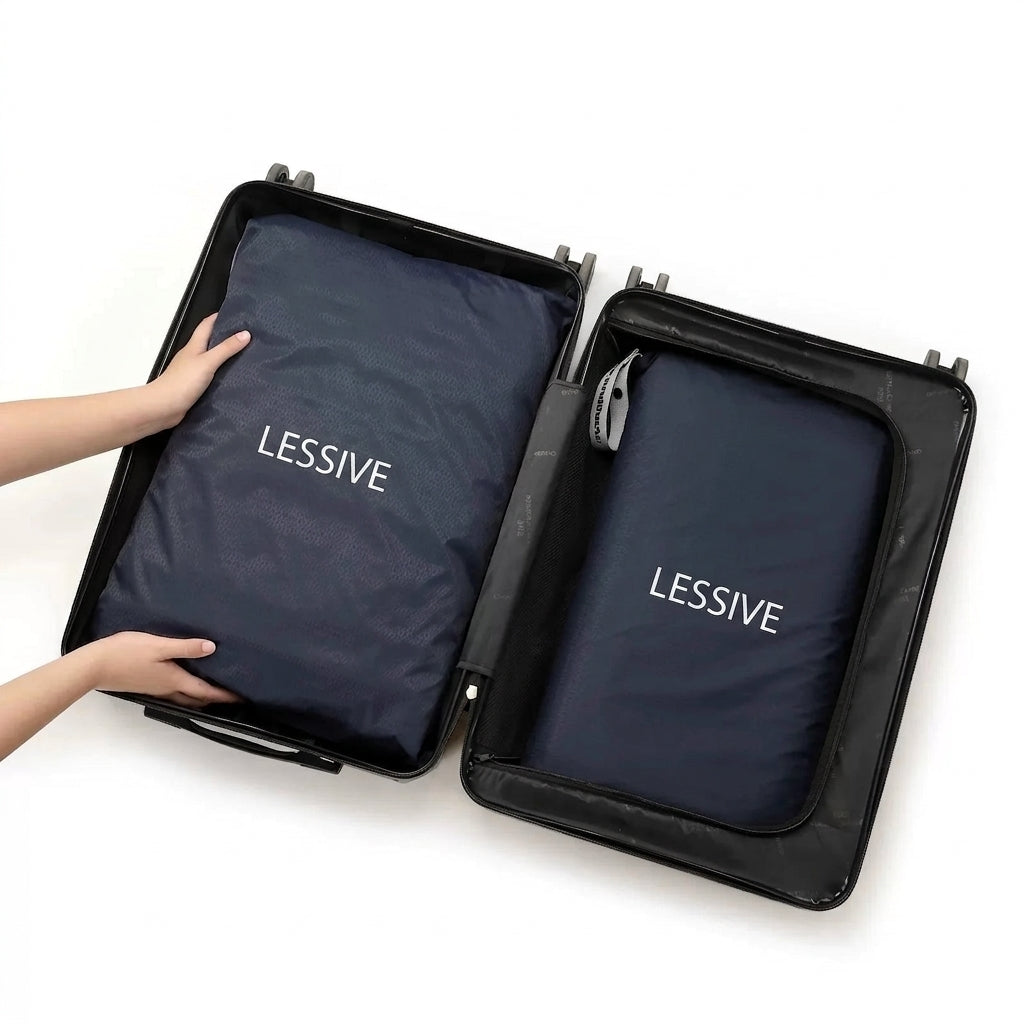 Sac de rangement utilisé comme sac à linge en voyage