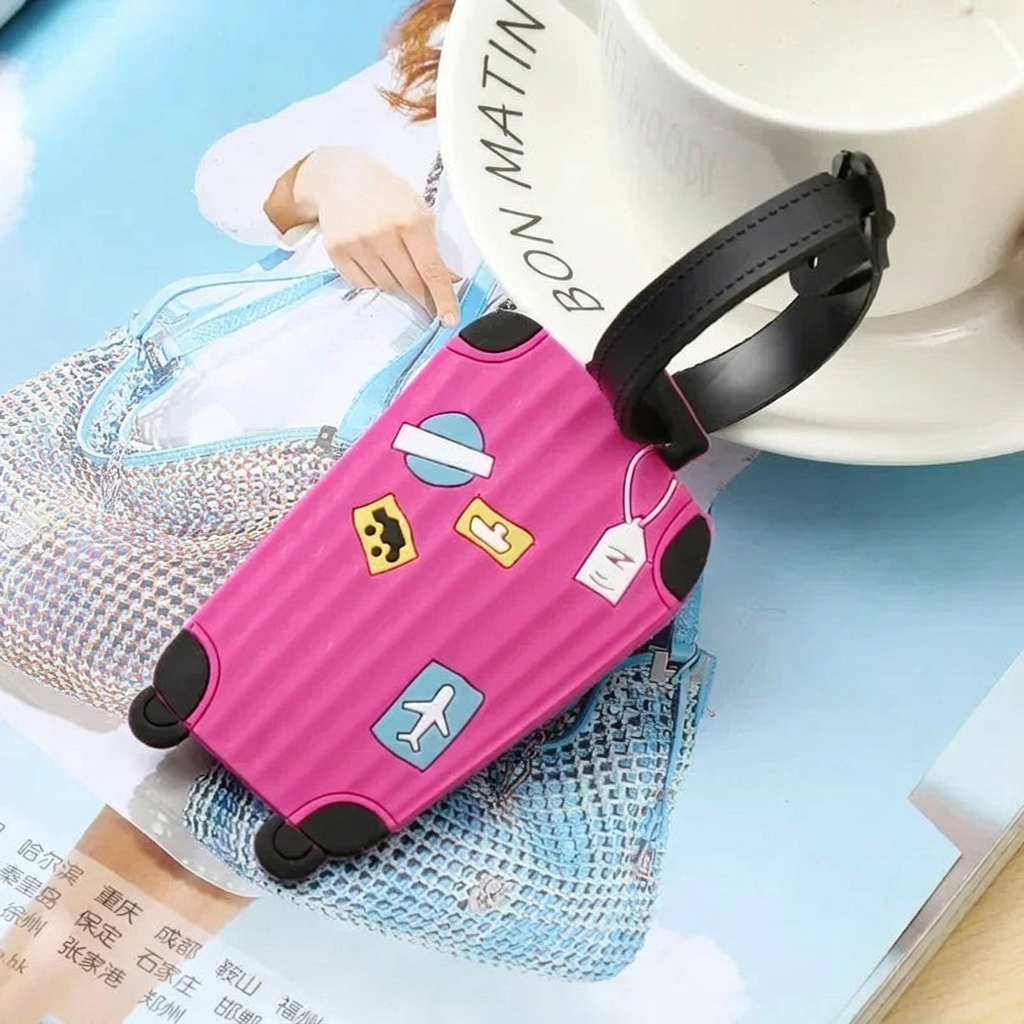 Étiquette de bagage silicone en situation de voyage