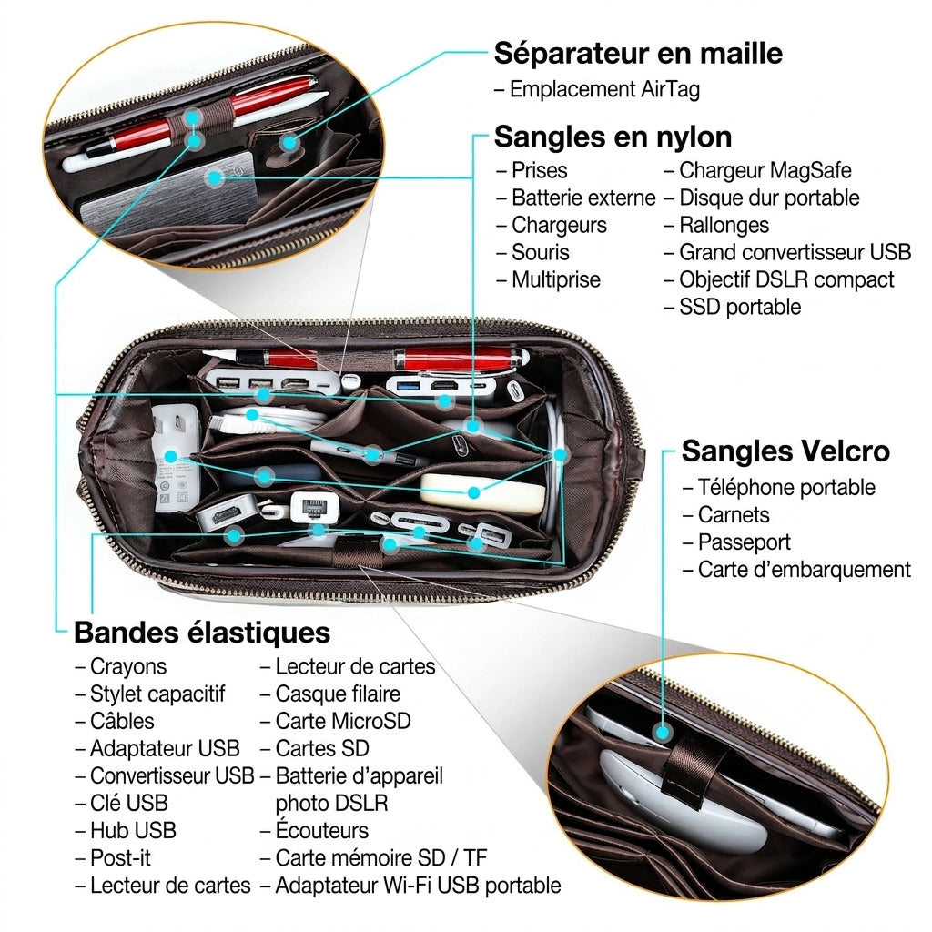 Fermeture éclair de la pochette de rangement