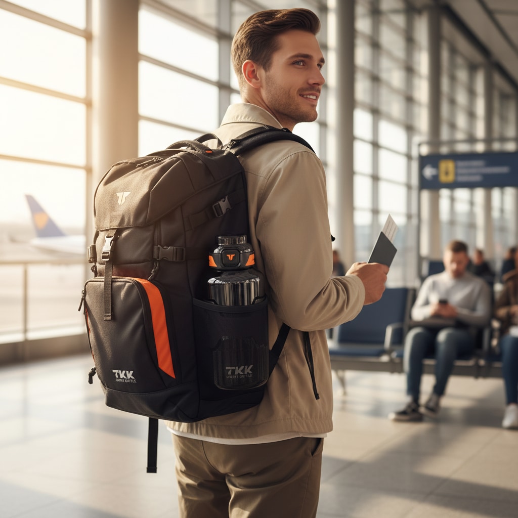 Gourde 1,5 L en situation de voyage
