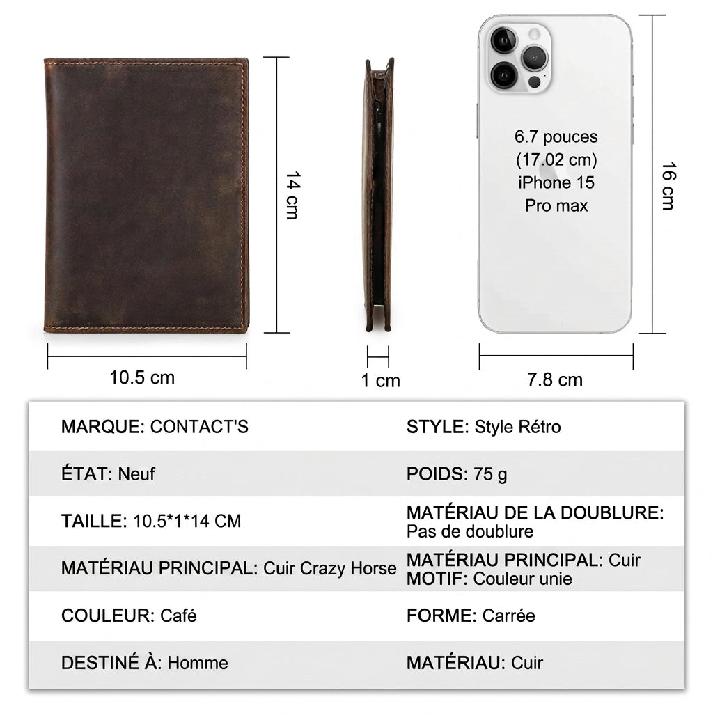 Coloris disponibles du porte-passeport en cuir