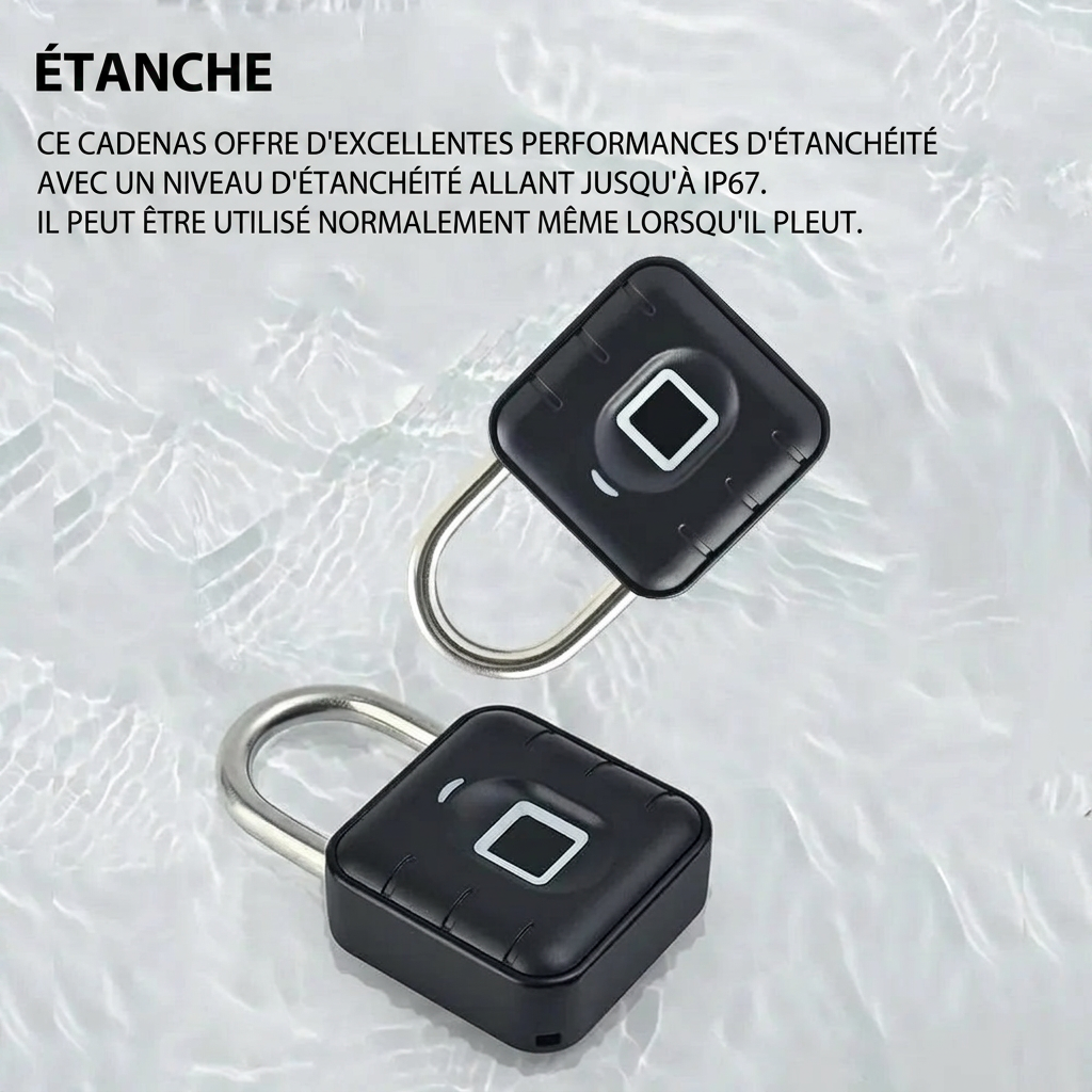 Cadenas connecté fixé sur un bagage de voyage