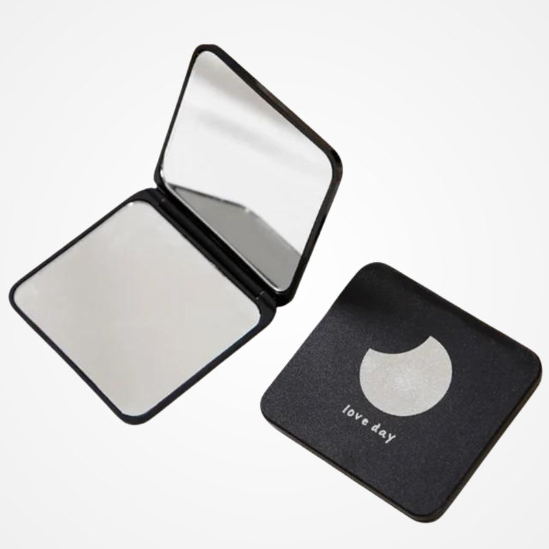 Miroir de poche carré à motif décoratif
