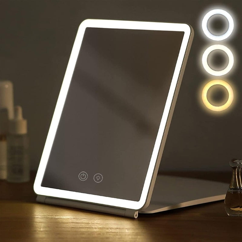 Vue de face du miroir de maquillage LED