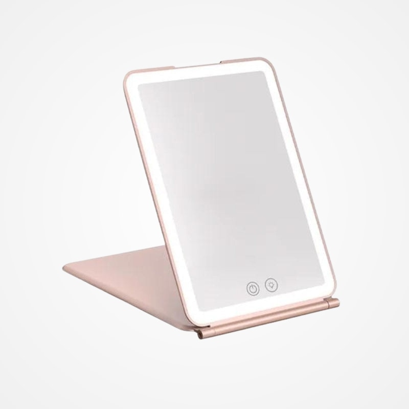Miroir LED de voyage en coloris rose