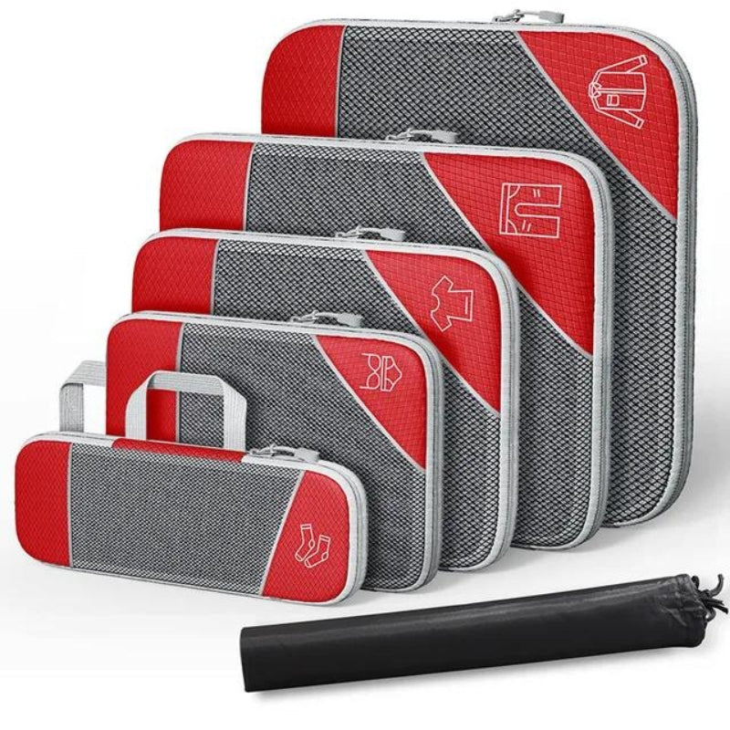 Lot d'organisateurs de valise compressibles avec fermeture zippée