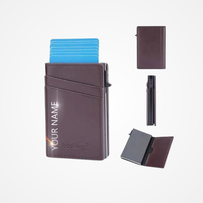 Porte-cartes simili cuir vu de profil