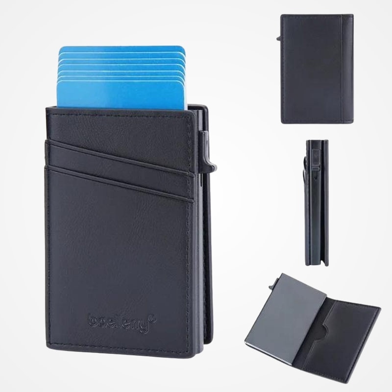 Porte-cartes compact en simili cuir avec blocage RFID