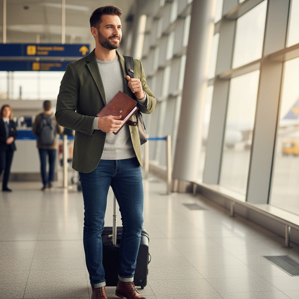 Porte-documents de voyage utilisé à l'aéroport
