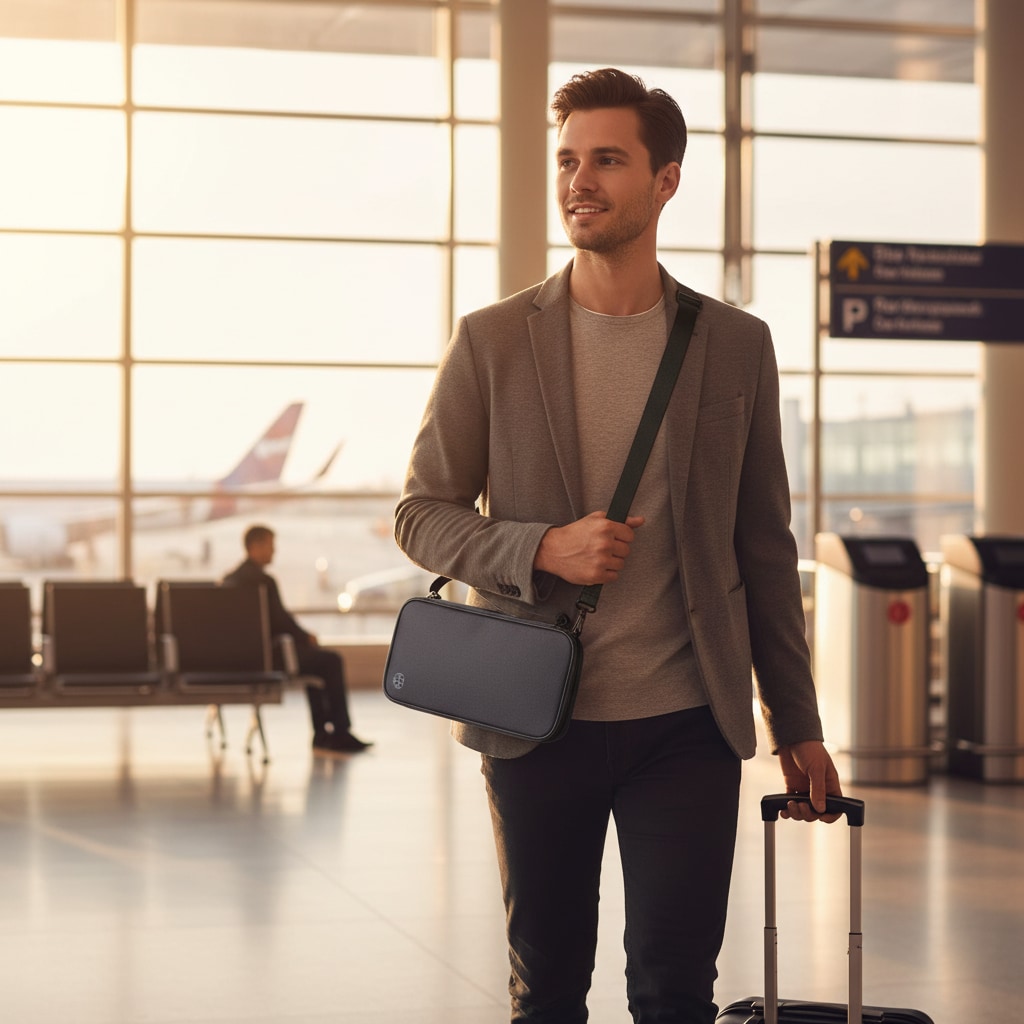 Portefeuille de voyage utilisé en déplacement