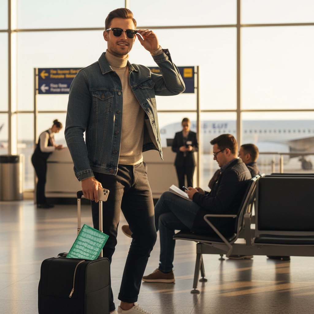 Étui passeport en simili cuir utilisé en voyage