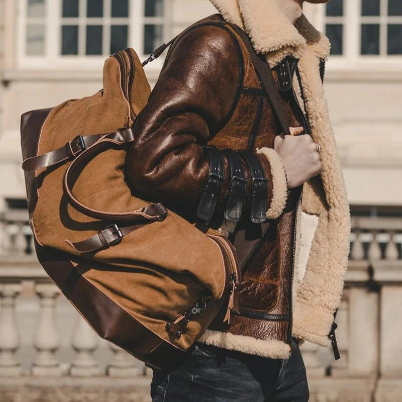 Intérieur et compartiments du sac de voyage en toile