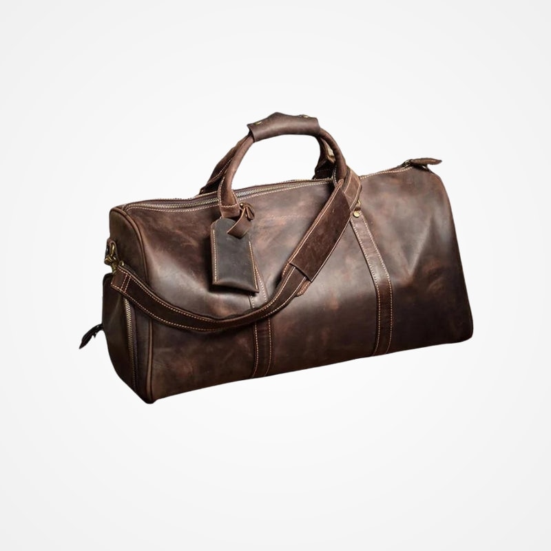 Intérieur du sac de voyage en cuir