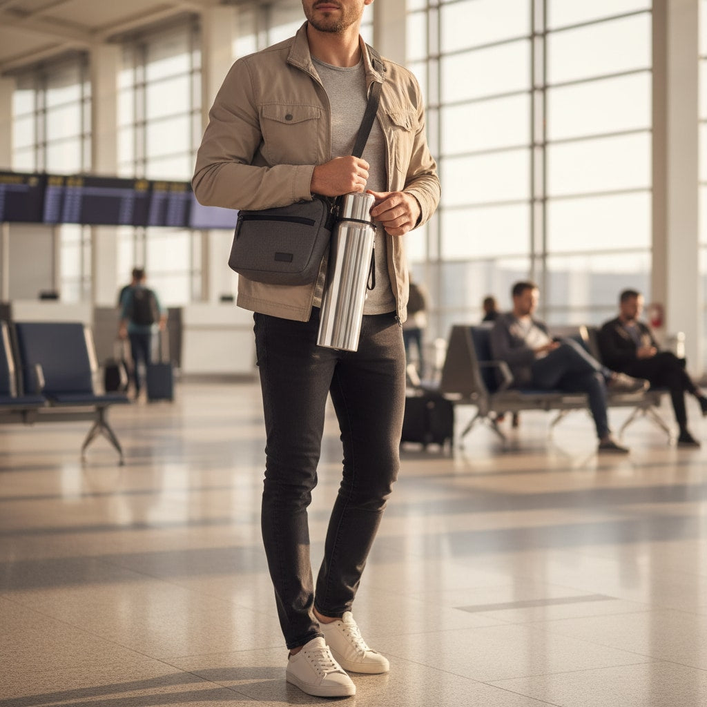 Gourde isotherme utilisée en voyage