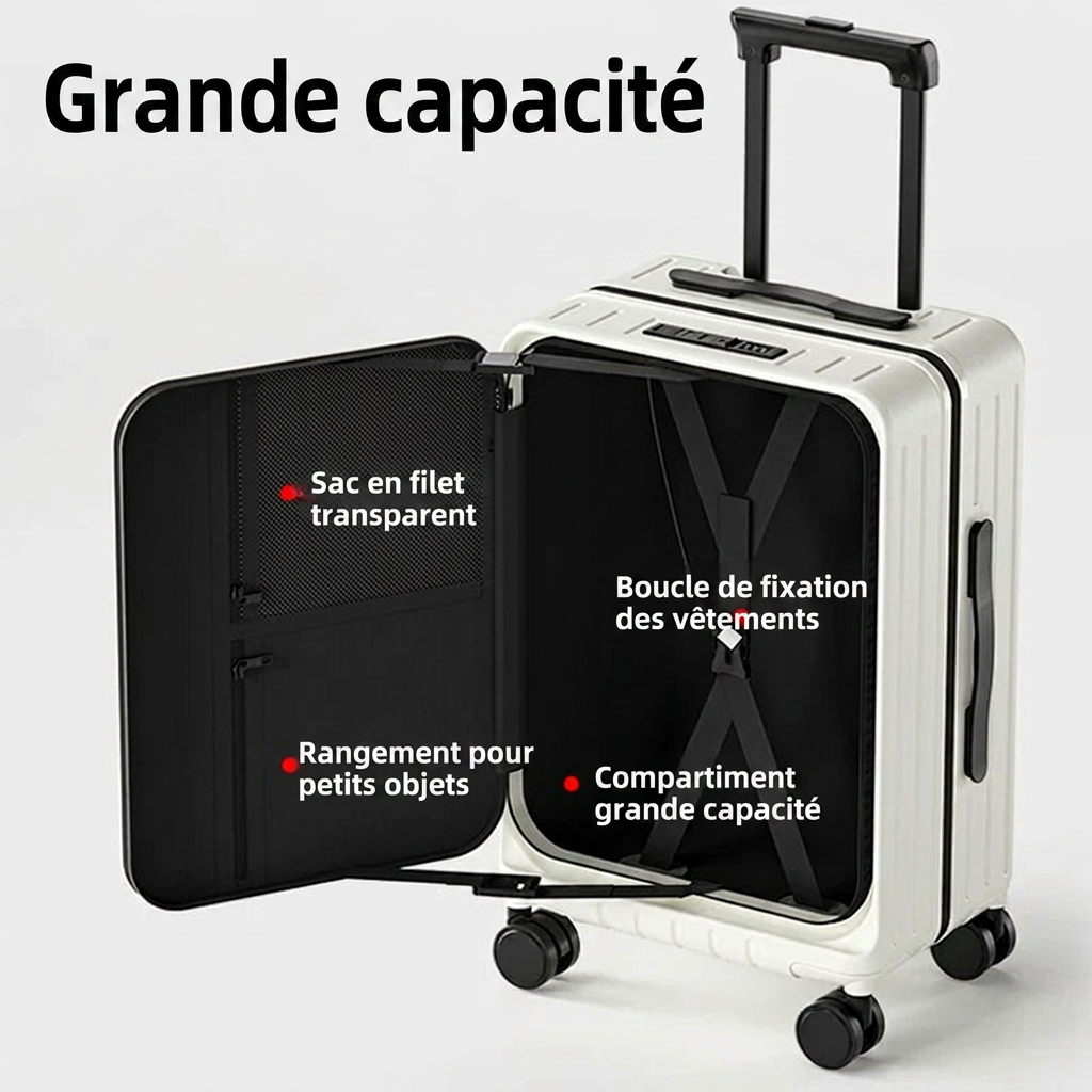 Intérieur organisé de la valise cabine
