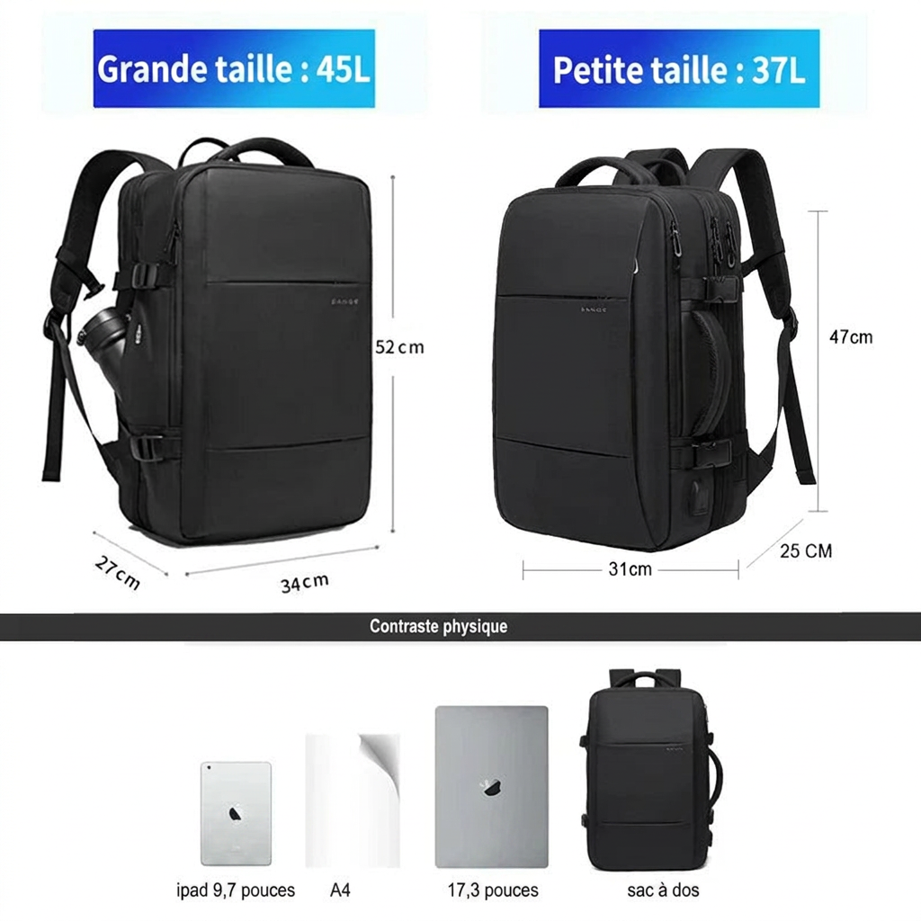 Compartiment ordinateur du sac à dos de voyage