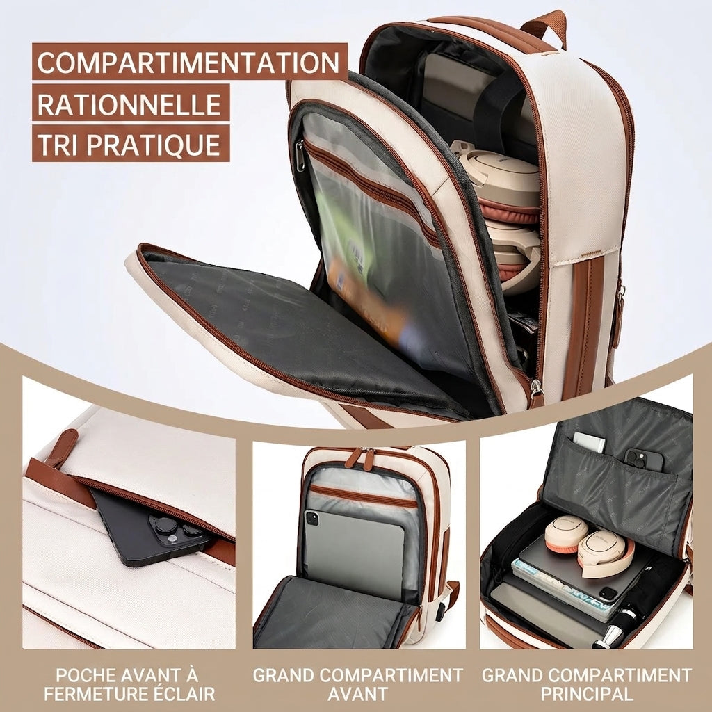 Sac de voyage glissé sous un siège d'avion