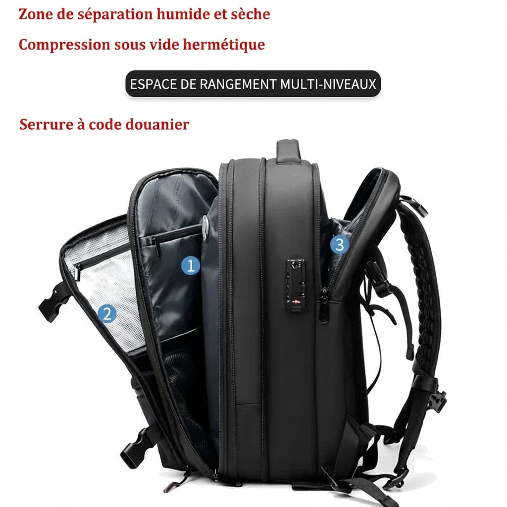 Schéma du système de compression sous vide du sac à dos