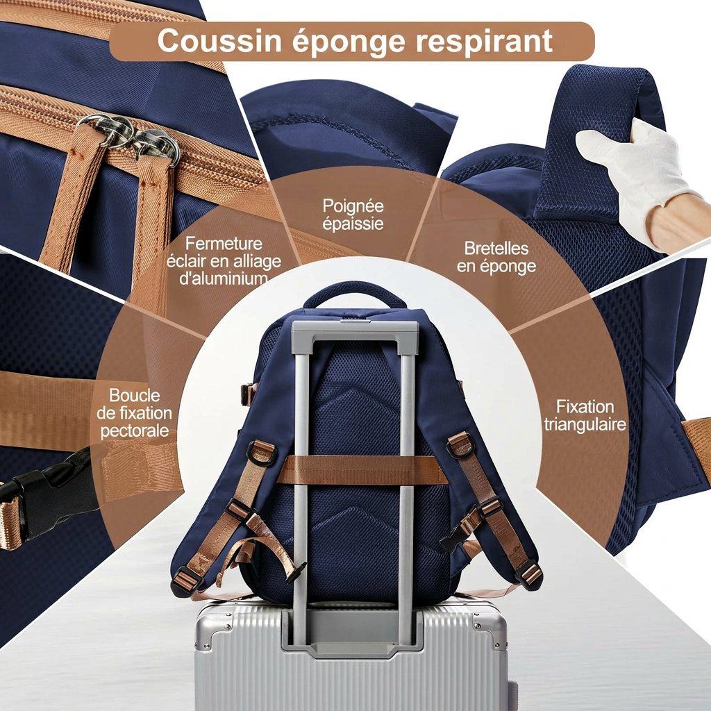 Compartiments intérieurs du sac à dos cabine