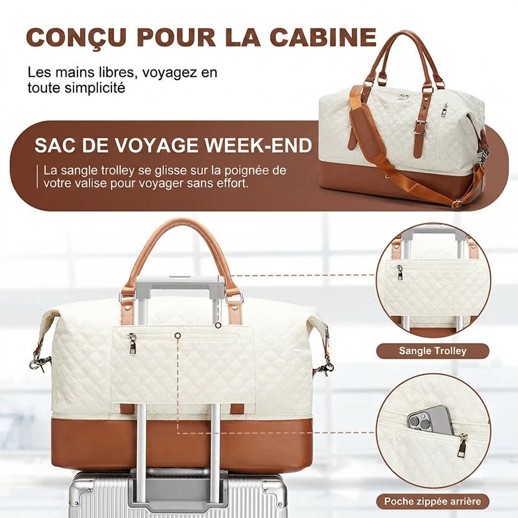Sac de voyage femme coloris beige