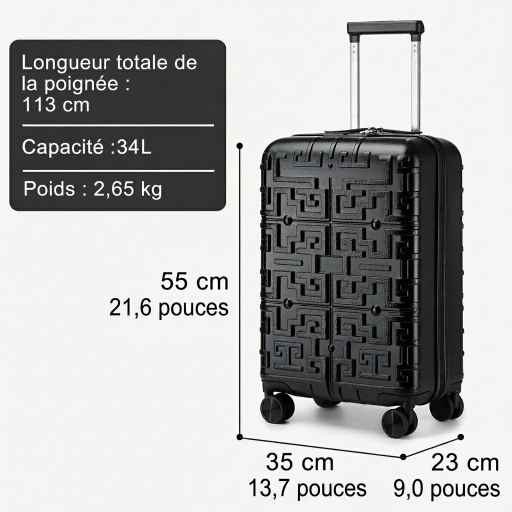 Intérieur compartimenté de la valise cabine