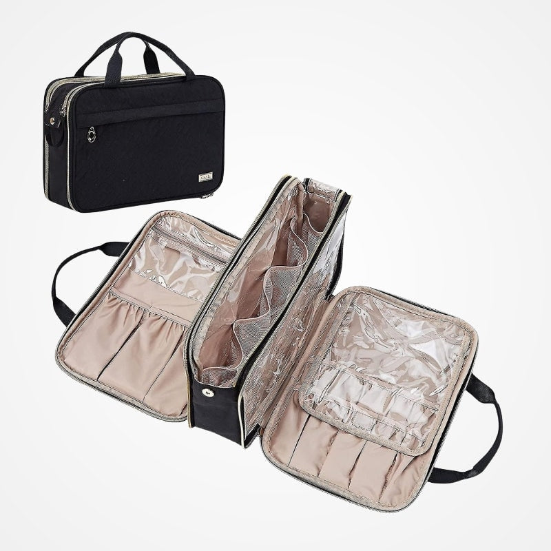 Trousse de maquillage de voyage à compartiments, vue de face