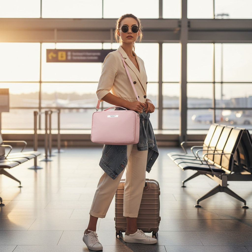 Trousse de maquillage utilisée en voyage