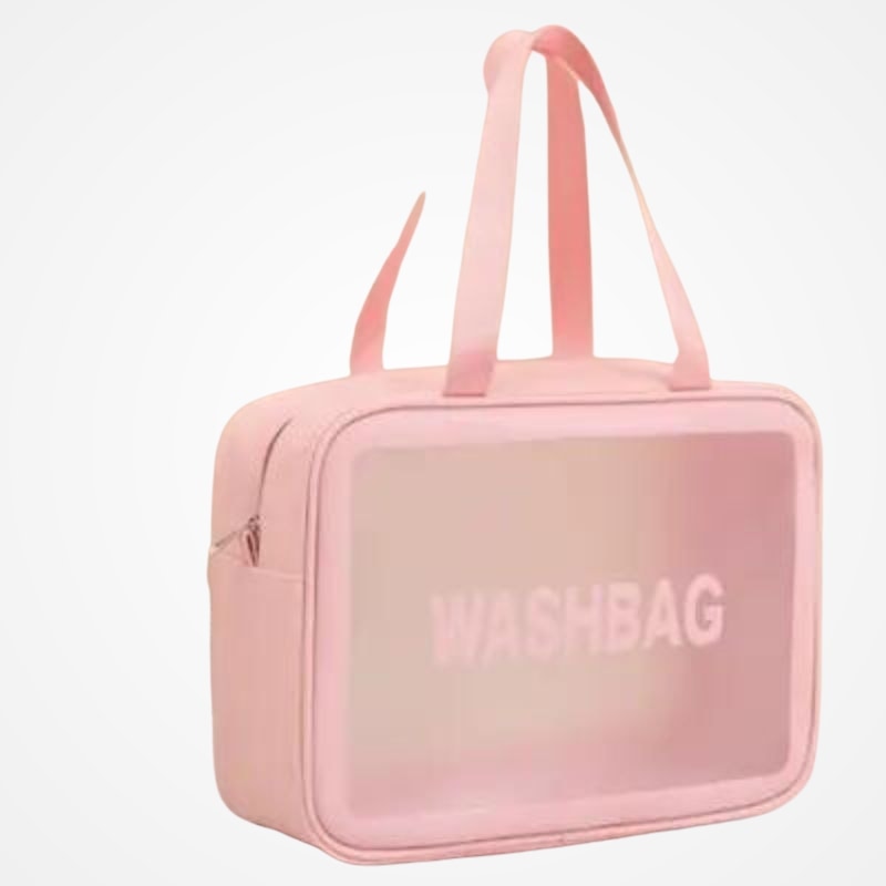 Détail de la paroi transparente de la trousse de voyage