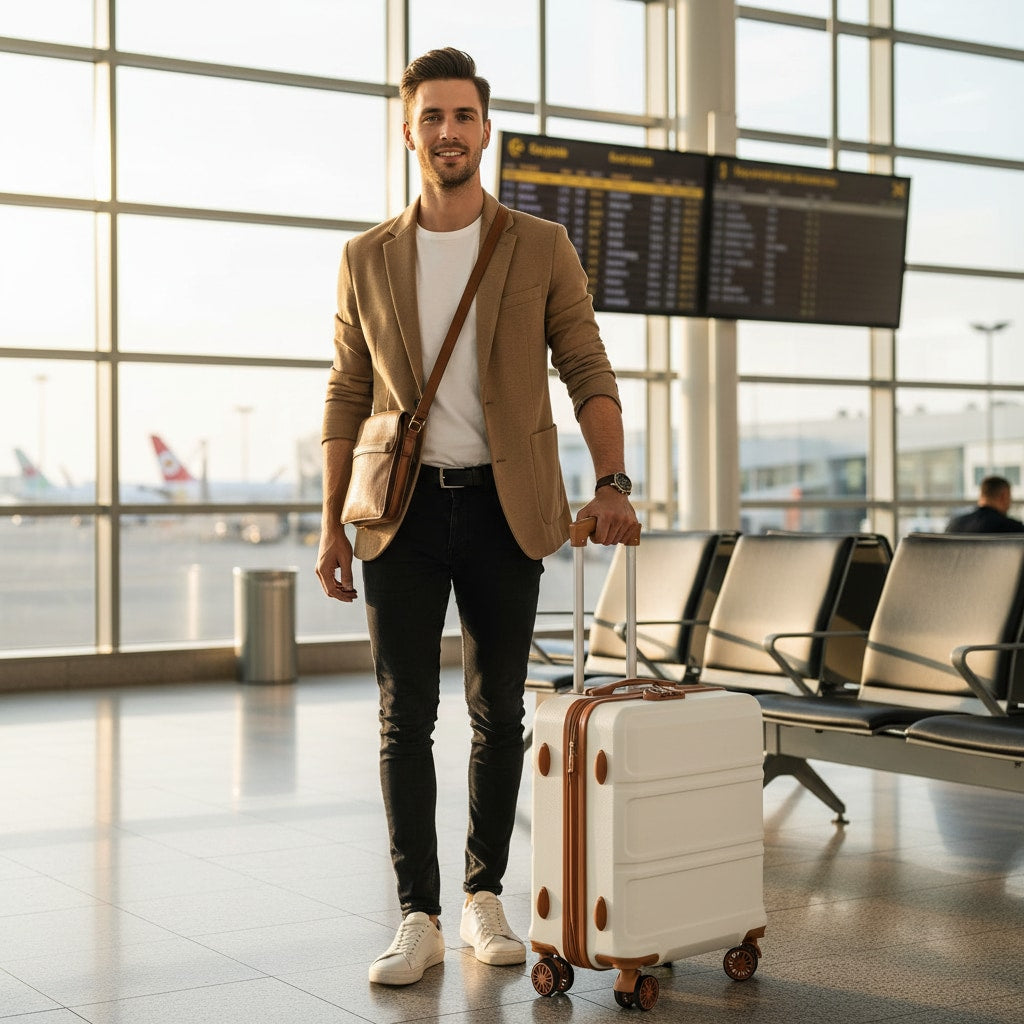 Valise cabine rigide en situation de voyage